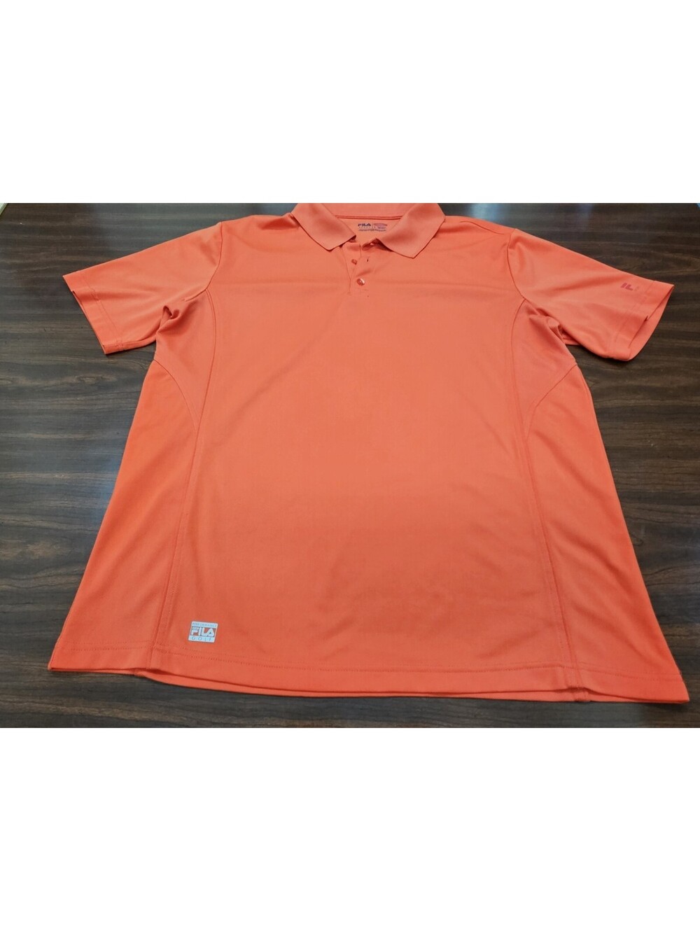 Fila Sport Golf Polo Shirt Mens Large Orange Performance Short Sleeve Athletic
